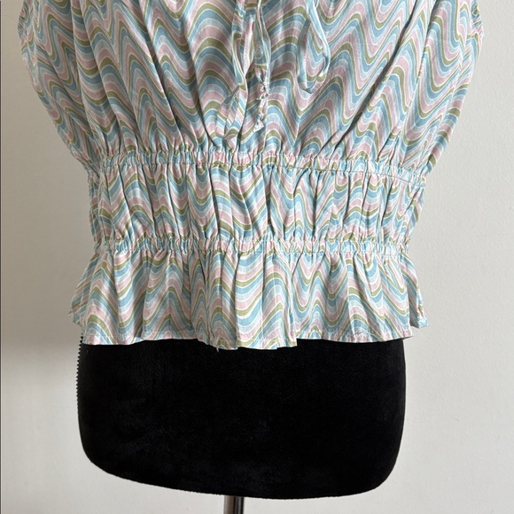 American Eagle Striped Green Blue Pink White Cottagecore Striped Tank Top XL - Picture 7 of 9